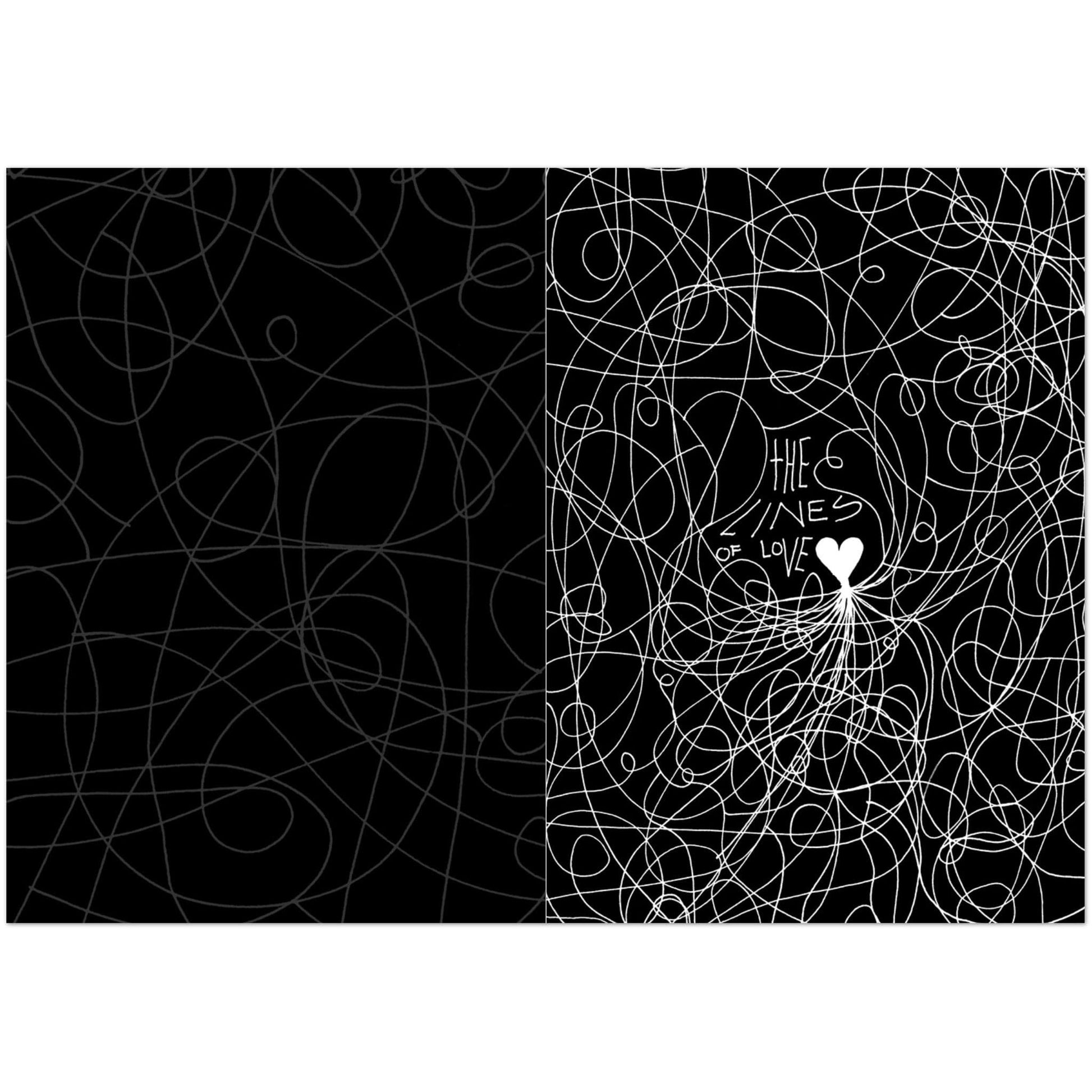 The Lines of Love (Black) - Pack of 10 Greeting Cards with Envelopes Print Material