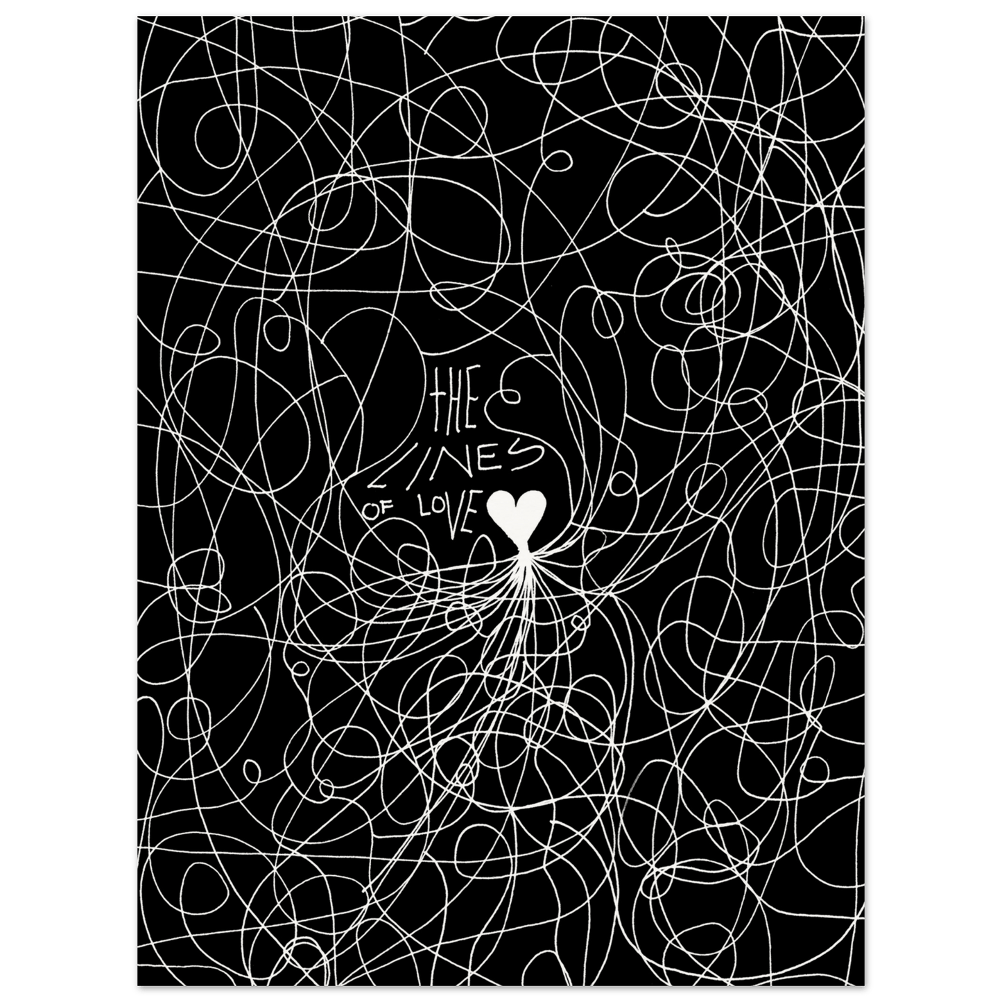 The Lines of Love - Line Art Illustration Print (Black Edition) Art Prints