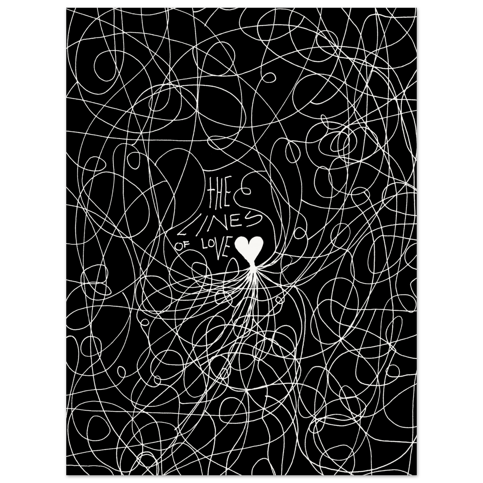 The Lines of Love - Line Art Illustration Print (Black Edition) Art Prints