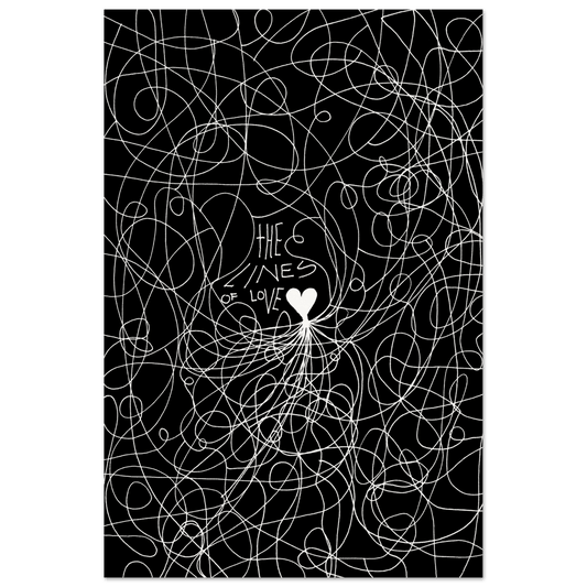 The Lines of Love - Line Art Illustration Print (Black Edition) Art Prints
