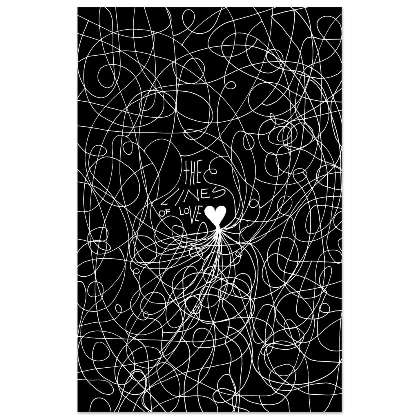 The Lines of Love - Line Art Illustration Print (Black Edition) Art Prints