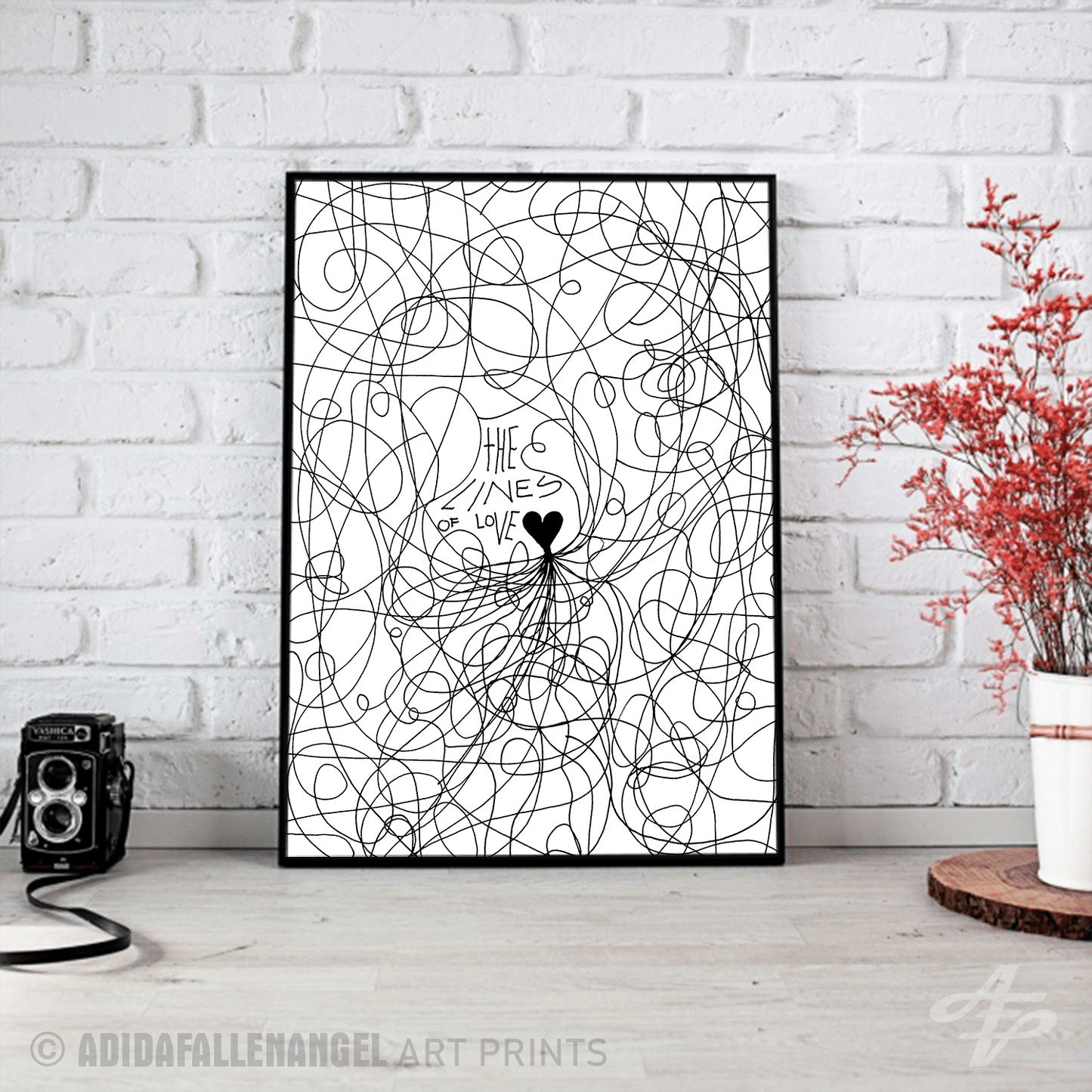 The Lines of Love - Line Art Illustration Print (White Edition) Art Prints