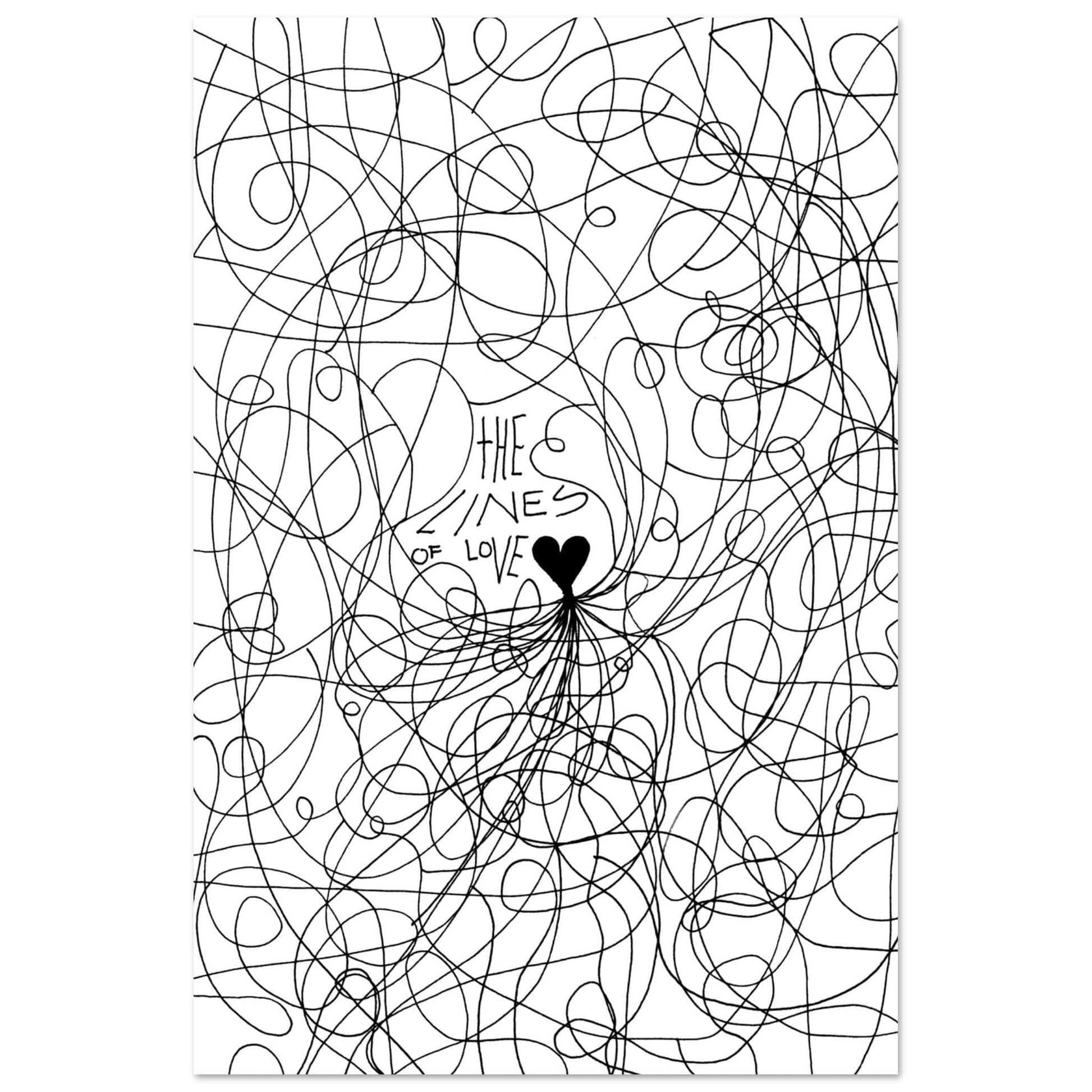 The Lines of Love - Line Art Illustration Print (White Edition) Art Prints