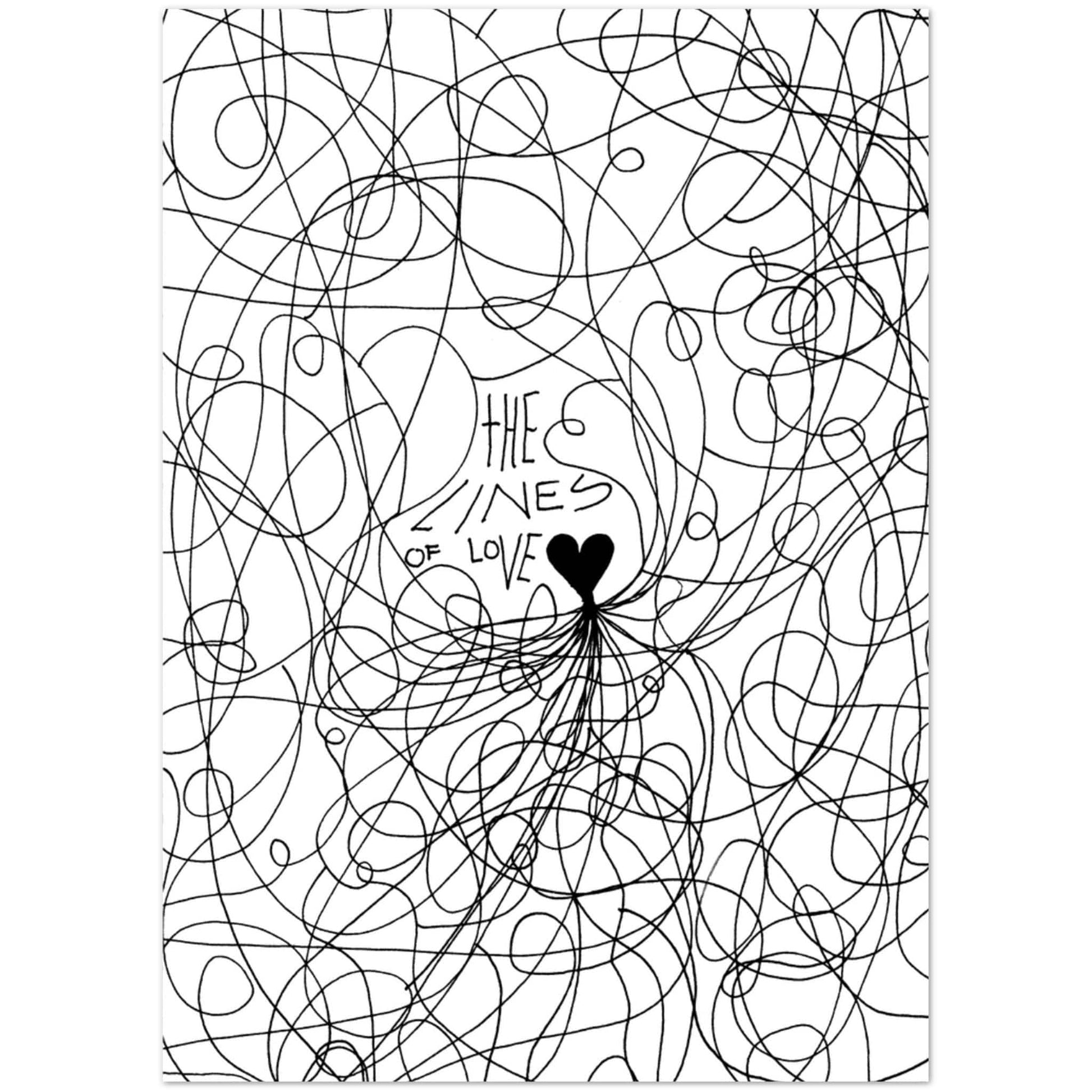 The Lines of Love (White) - Pack of 10 Greeting Cards with Envelopes Print Material