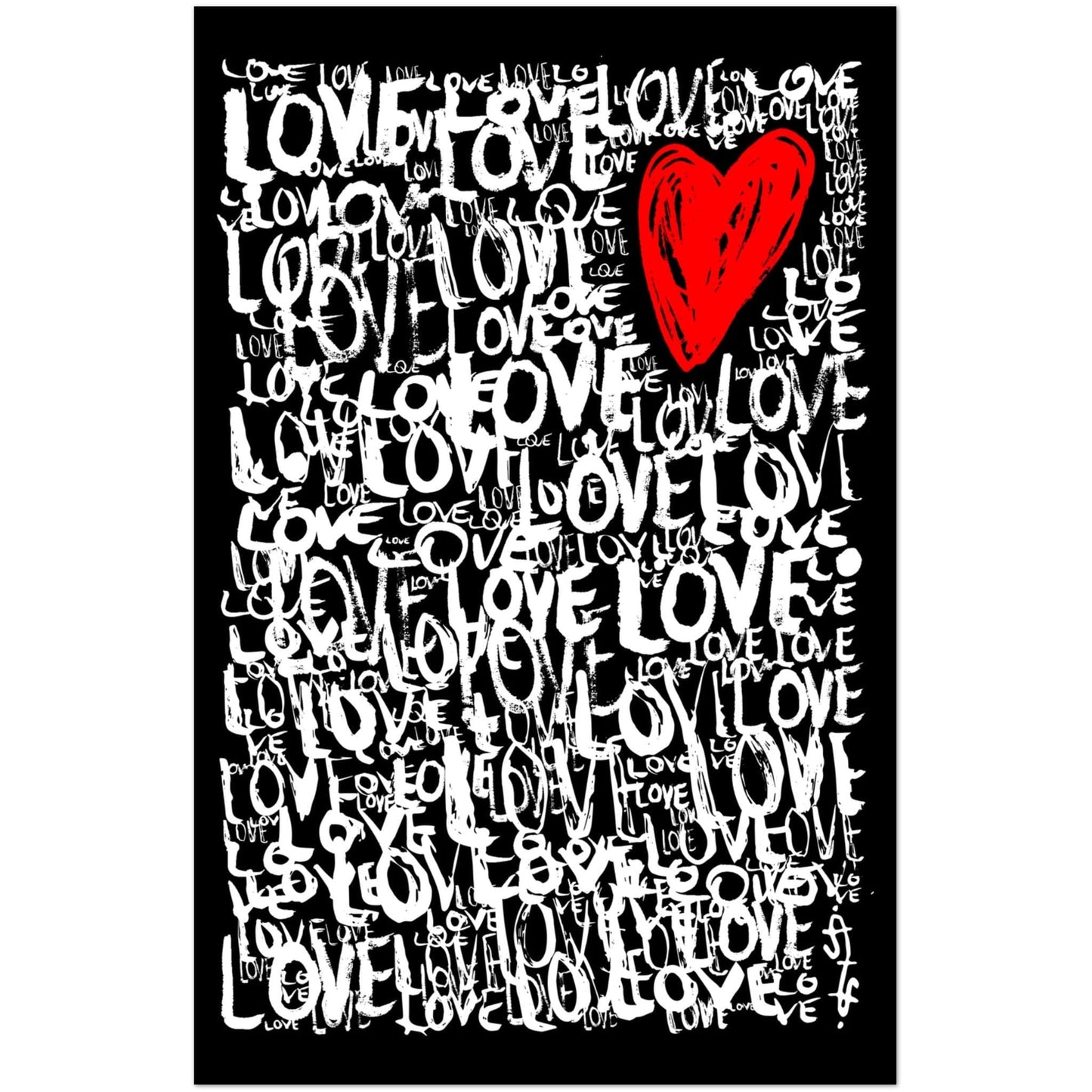 The Love - Abstract Typography Print (Black Edition) Art Prints 28x43  cm / XL (11x17″) / Premium Semi-Glossy Paper Poster