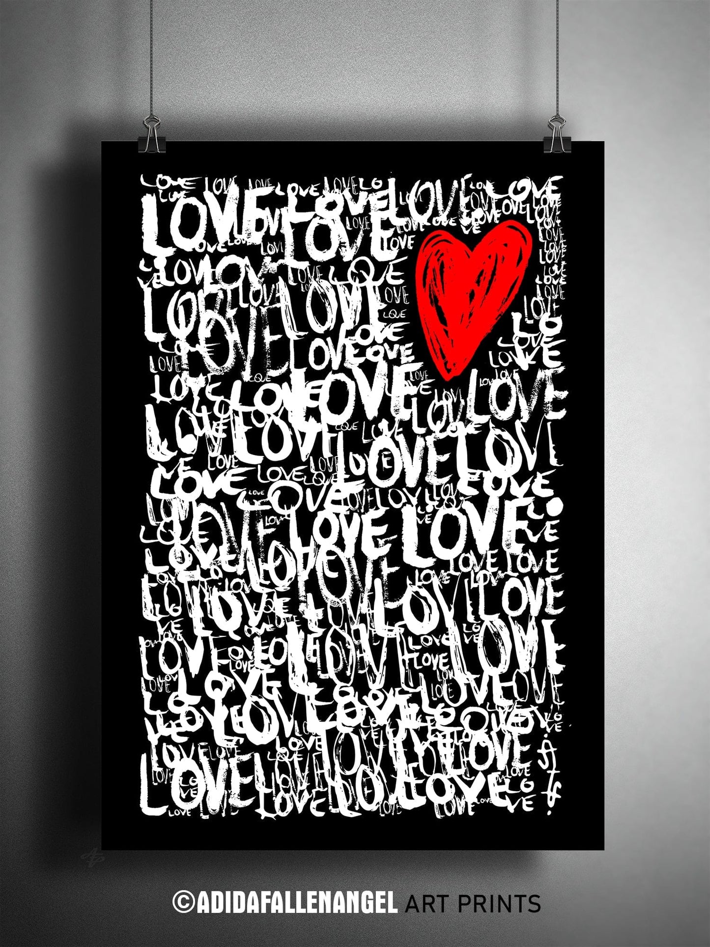 The Love - Abstract Typography Print (Black Edition) Art Prints