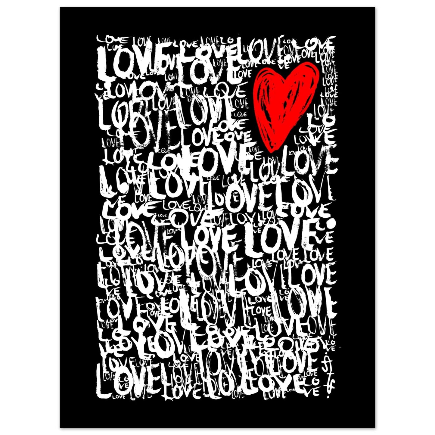 The Love - Abstract Typography Print (Black Edition) Art Prints 45x60 cm / 18x24″ / Premium Matte Paper Poster