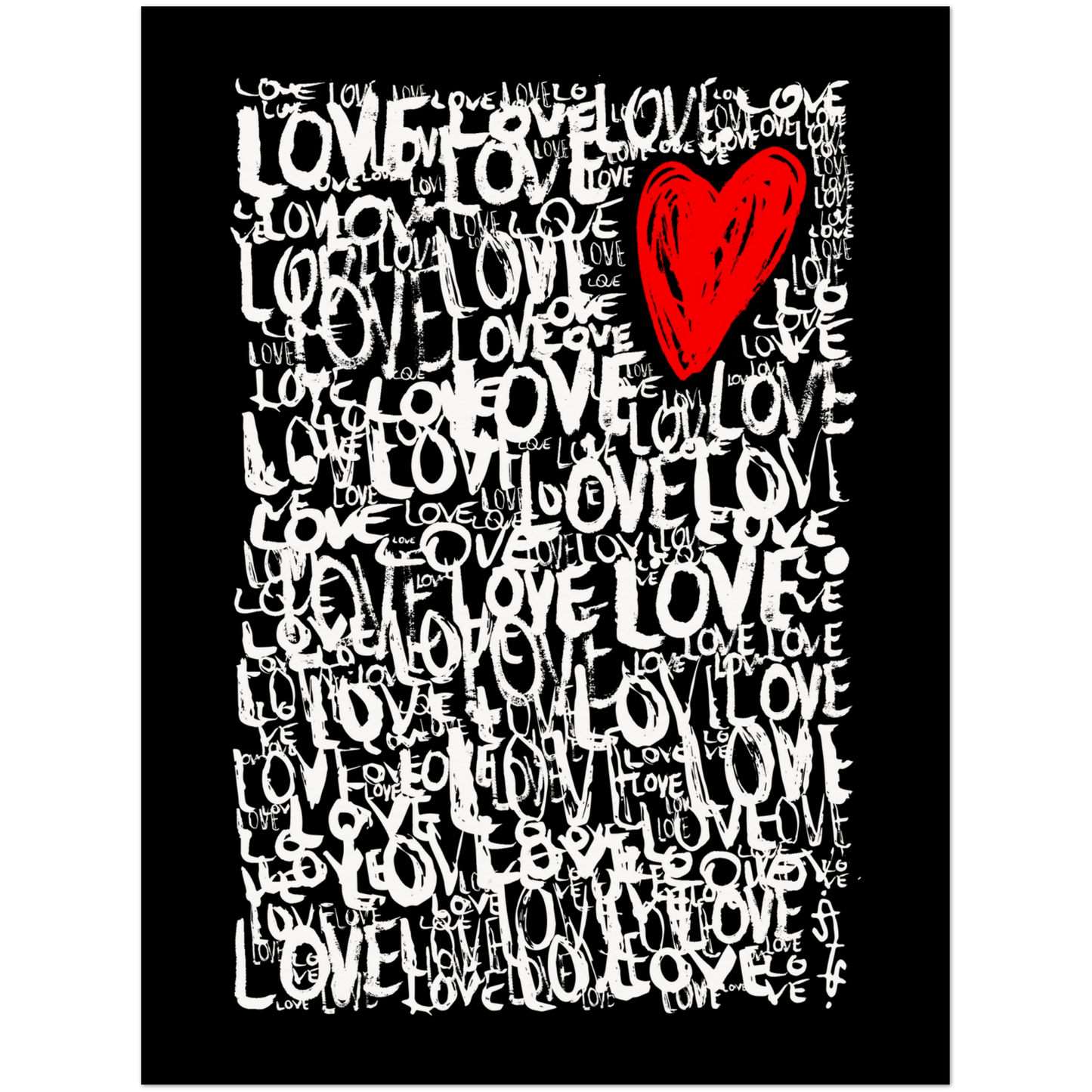 The Love - Abstract Typography Print (Black Edition) Art Prints 45x60 cm / 18x24″ / Premium Semi-Glossy Paper Poster