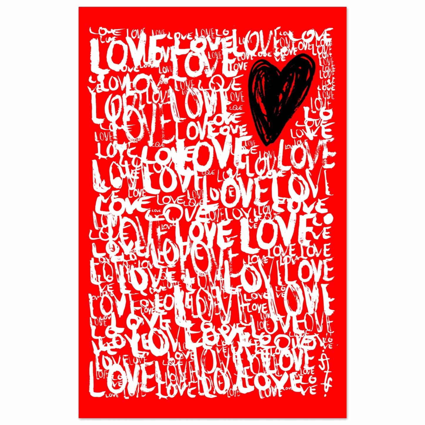 The Love - Abstract Typography Print (Red Edition) Art Prints 28x43  cm / XL (11x17″) / Premium Matte Paper Poster