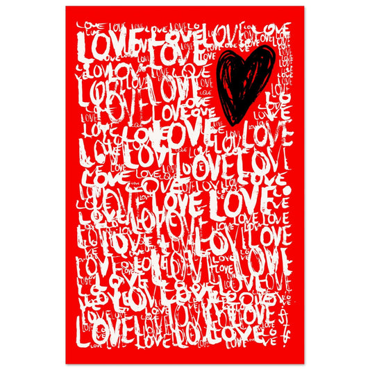 The Love - Abstract Typography Print (Red Edition) Art Prints 28x43  cm / XL (11x17″) / Premium Semi-Glossy Paper Poster