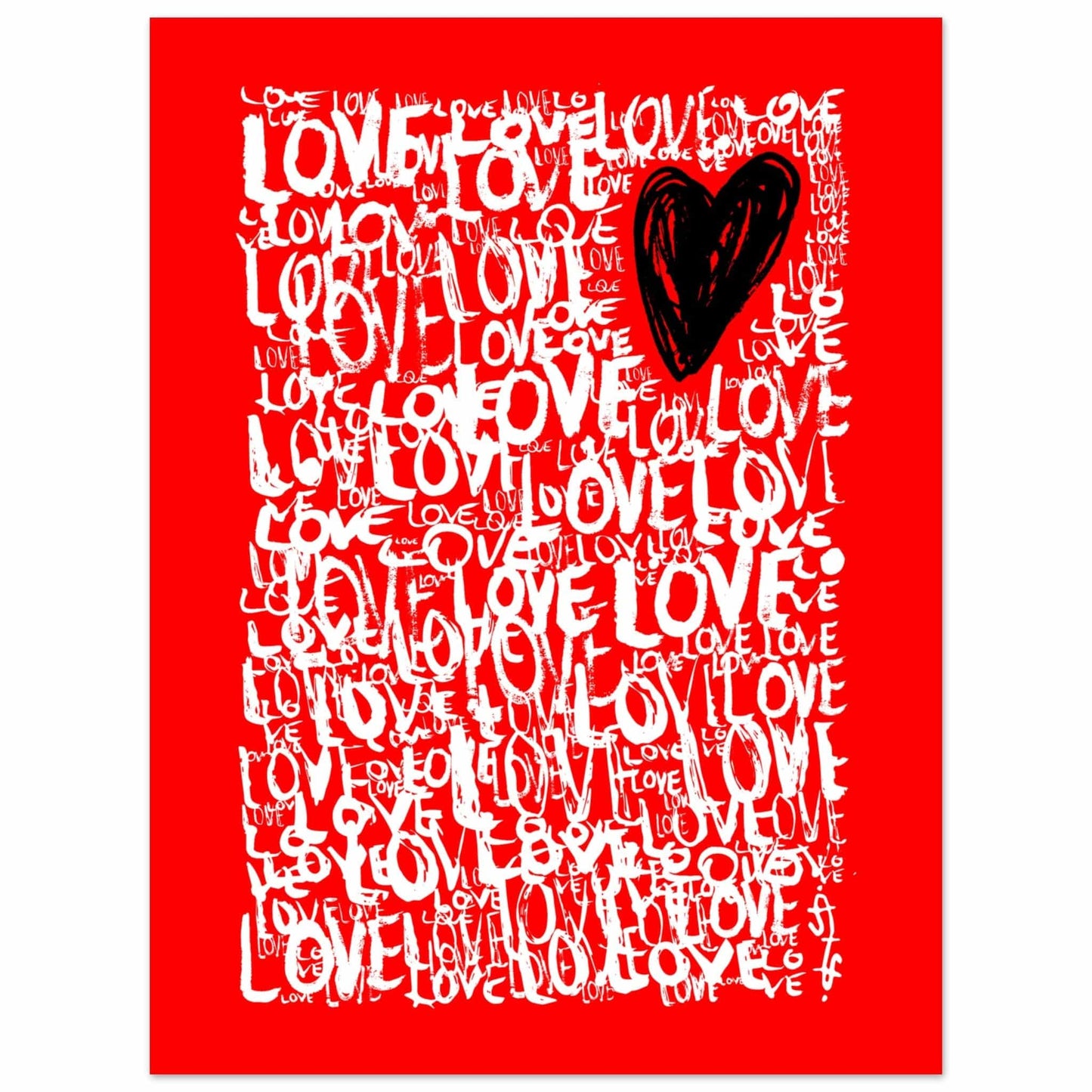 The Love - Abstract Typography Print (Red Edition) Art Prints 45x60 cm / 18x24″ / Premium Matte Paper Poster