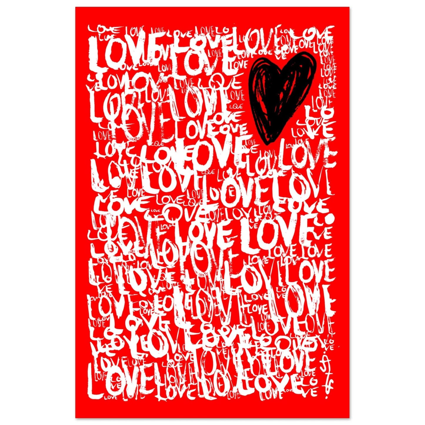 The Love - Abstract Typography Print (Red Edition) Art Prints 60x90 cm / 24x36″ / Premium Matte Paper Poster