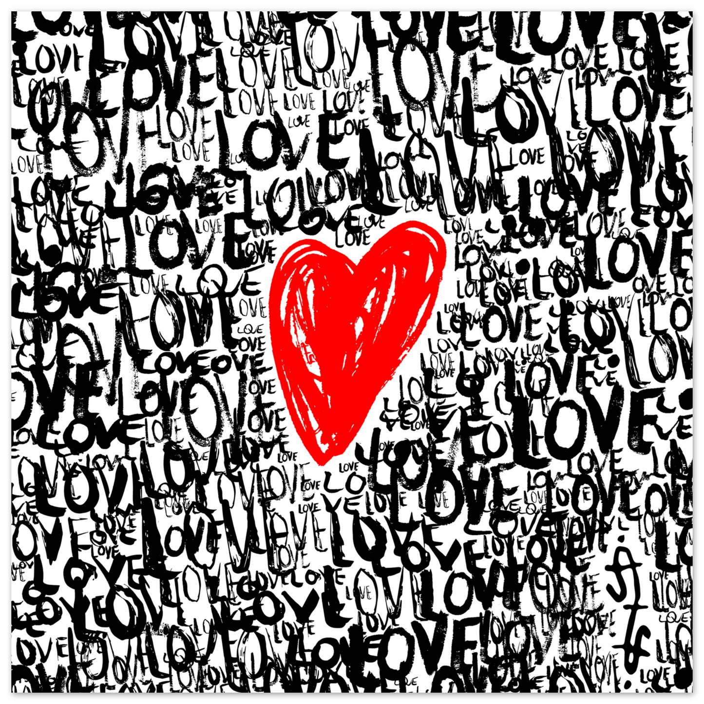 The Love Central - Abstract Typography Print (Square Edition) Art Prints 40x40 cm / 16x16″ / Premium Matte Paper Poster