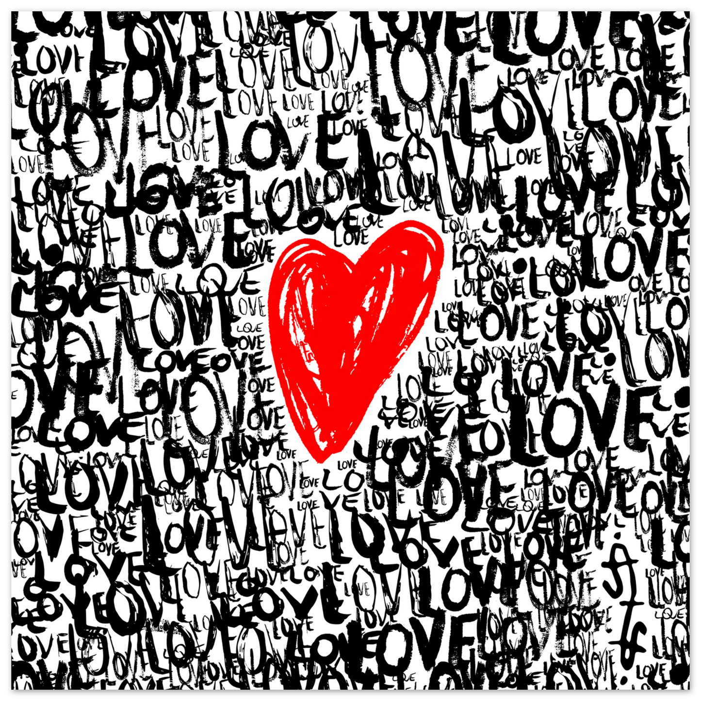 The Love Central - Abstract Typography Print (Square Edition) Art Prints 50x50 cm / 20x20″ / Premium Matte Paper Poster