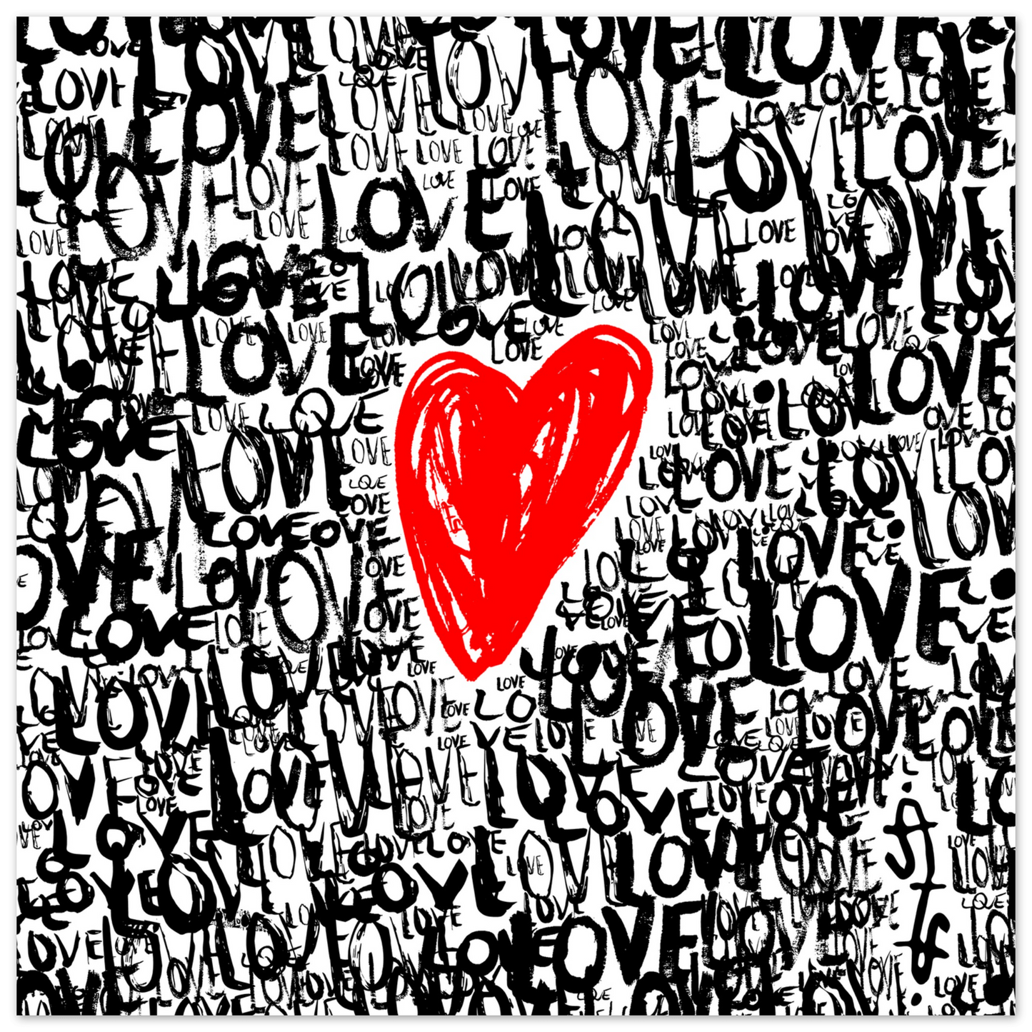 The Love Central - Abstract Typography Print (Square Edition) Art Prints 70x70 cm / 28x28″ / Premium Matte Paper Poster