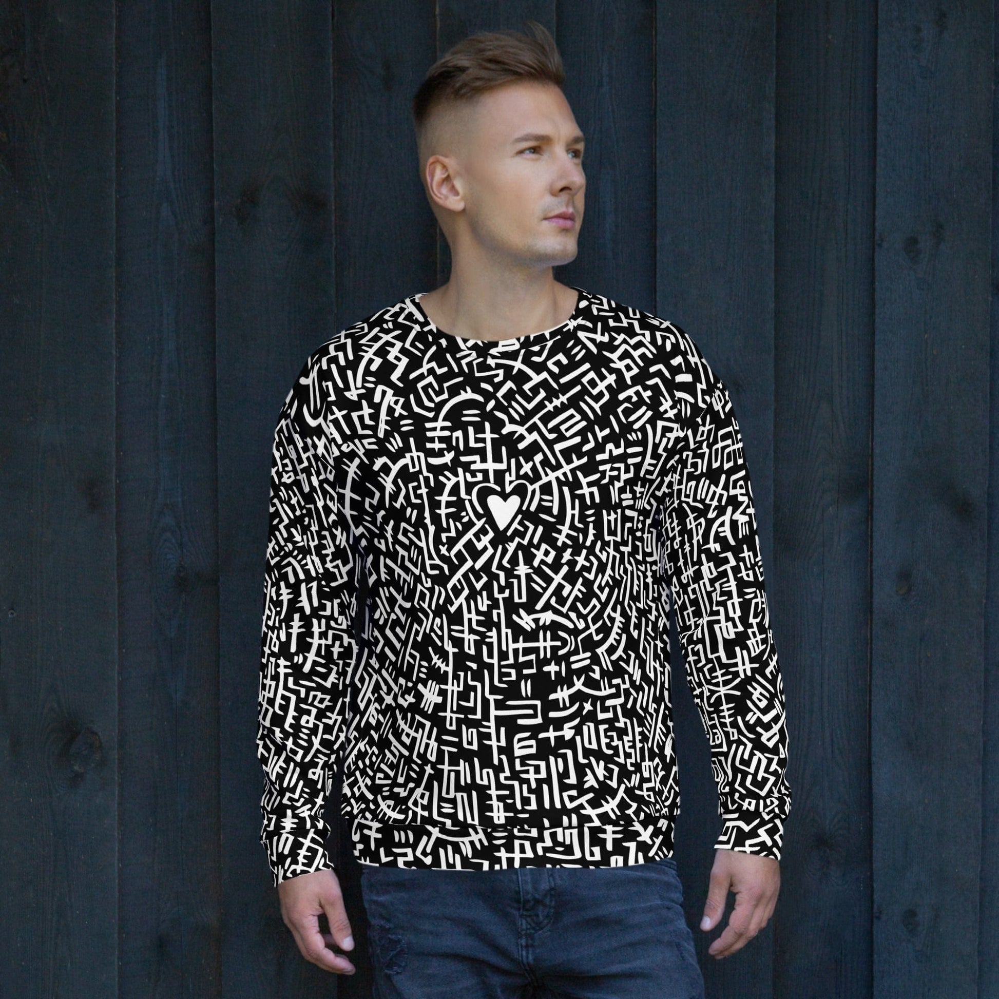The Love Maze - Unisex all-over print Sweatshirt (Black Edition) apparel