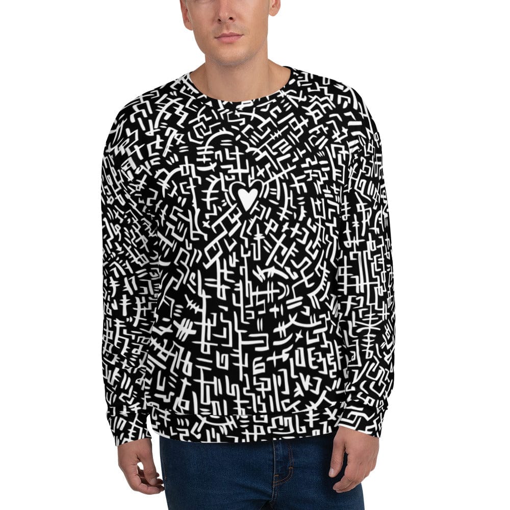 The Love Maze - Unisex all-over print Sweatshirt (Black Edition) apparel 2XS
